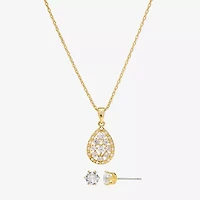 Sparkle Allure Womens Cubic Zirconia 14K Gold Over Brass Pear 2-pc. Jewelry Set