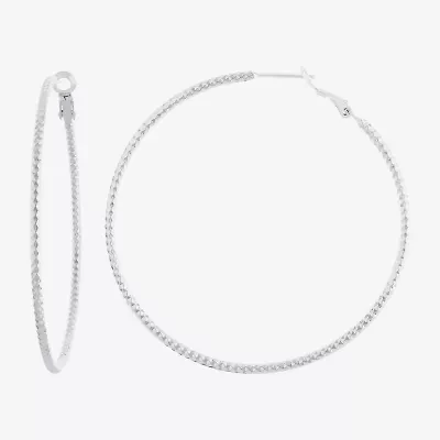 Silver Reflections Womens Hoop Earrings