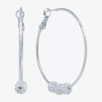 Sparkle Allure Womens Crystal 46.2mm Round Hoop Earrings