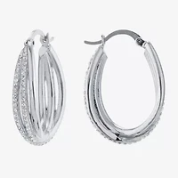 Sparkle Allure Womens Crystal 30mm Hoop Earrings