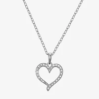 Sparkle Allure Womens Natural White Diamond Accent Pure Silver Over Brass Heart 18 Inch Pendant Necklace