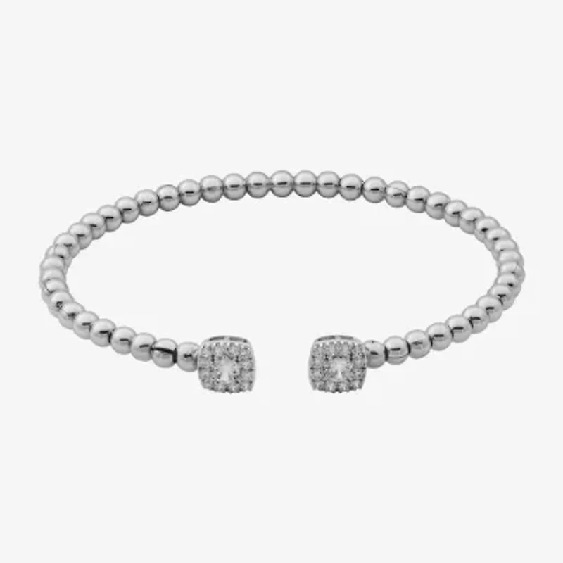 Sparkle Allure Cubic Zirconia Pure Silver Over Bronze Cuff Bracelet