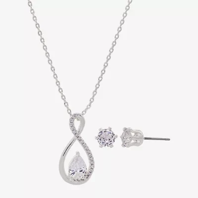 Sparkle Allure Womens Cubic Zirconia Pure Silver Over Brass Infinity 2-pc. Jewelry Set