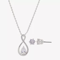 Sparkle Allure Womens Cubic Zirconia Pure Silver Over Brass Infinity 2-pc. Jewelry Set