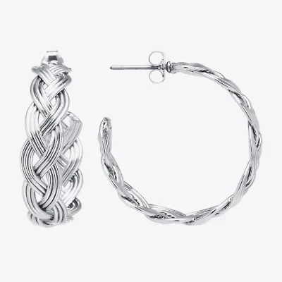 Silver Reflections Womens 30mm Hoop Earrings