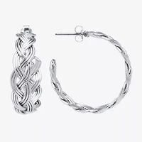 Silver Reflections Womens 30mm Hoop Earrings
