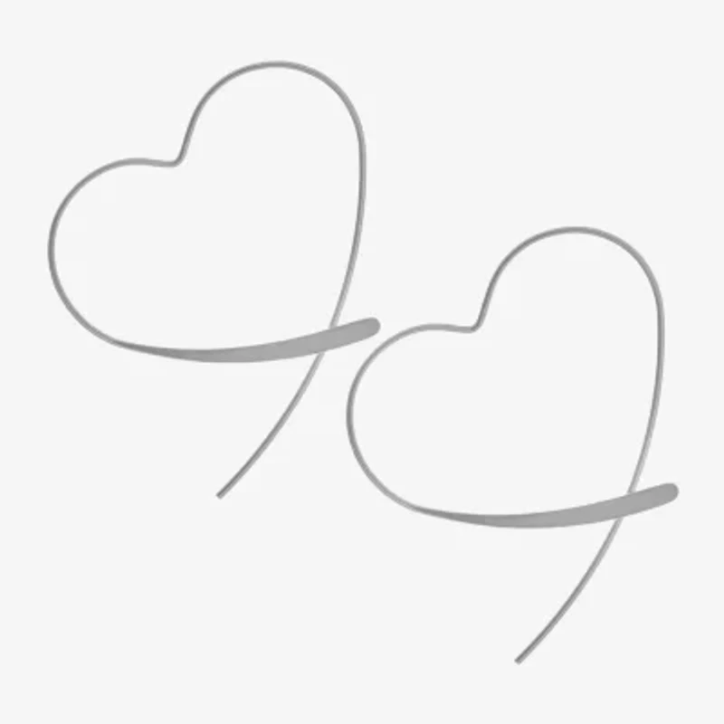 Silver Treasures Sterling Silver Heart Drop Earrings