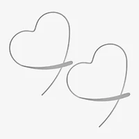 Silver Treasures Sterling Silver Heart Drop Earrings