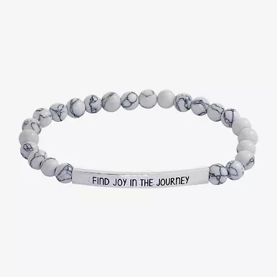 Sparkle Allure Empowerment Womens White Howlite Bar Beaded Bracelet