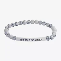 Sparkle Allure Empowerment Womens White Howlite Bar Beaded Bracelet
