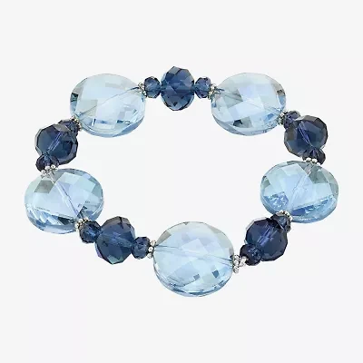 1928 Silver Tone Womens Blue Stretch Bracelet