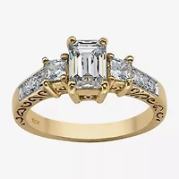 DiamonArt® Womens 1 1/4 CT. T.W. White Cubic Zirconia 10K Gold Rectangular Engagement Ring