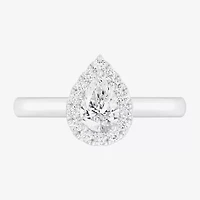 (G-H/SI1-SI2) Womens 1 CT. T.W. Lab Grown White Diamond 10K Gold Pear Halo Engagement Ring