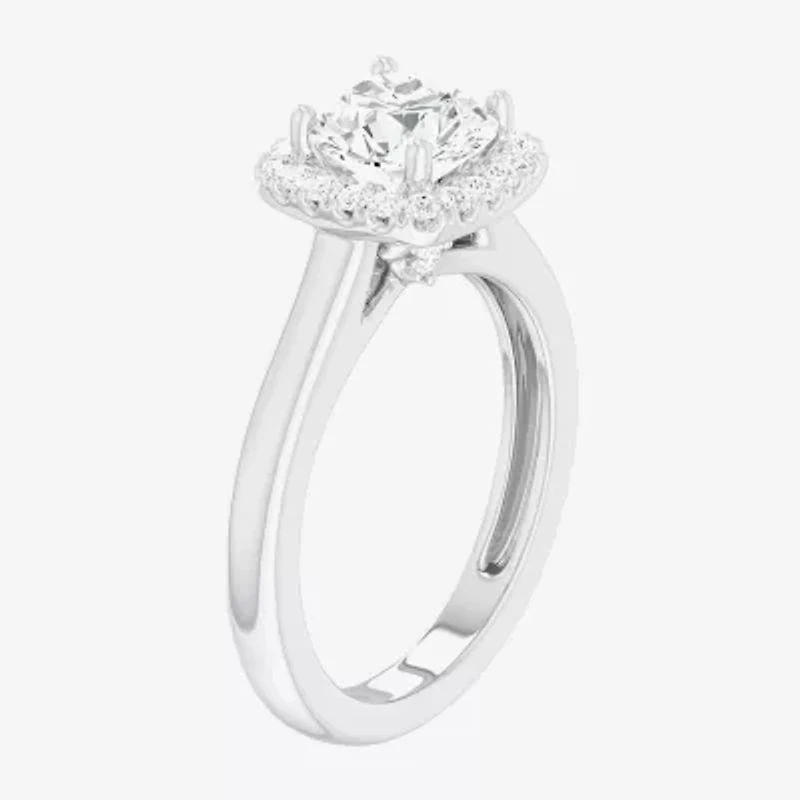 G-H/SI1-SI2) Womens 1 /4 CT. T.W. Lab Grown White Diamond 10K Gold Cushion Halo Engagement Ring
