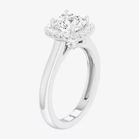 G-H/SI1-SI2) Womens 1 /4 CT. T.W. Lab Grown White Diamond 10K Gold Cushion Halo Engagement Ring