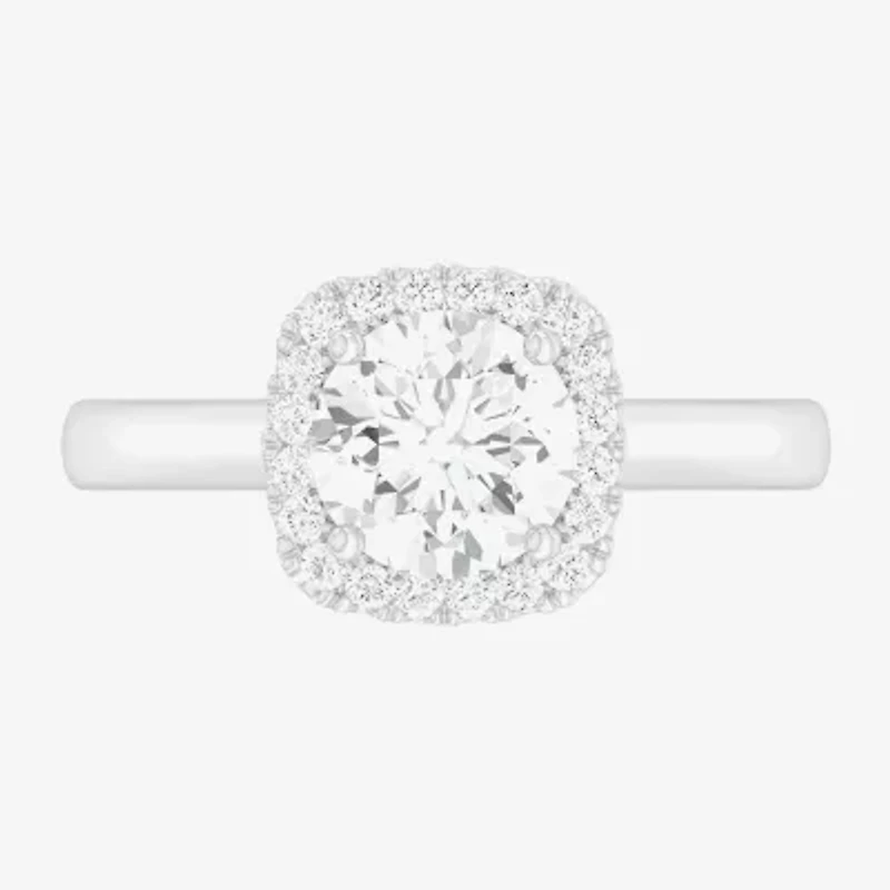 G-H/SI1-SI2) Womens 1 /4 CT. T.W. Lab Grown White Diamond 10K Gold Cushion Halo Engagement Ring