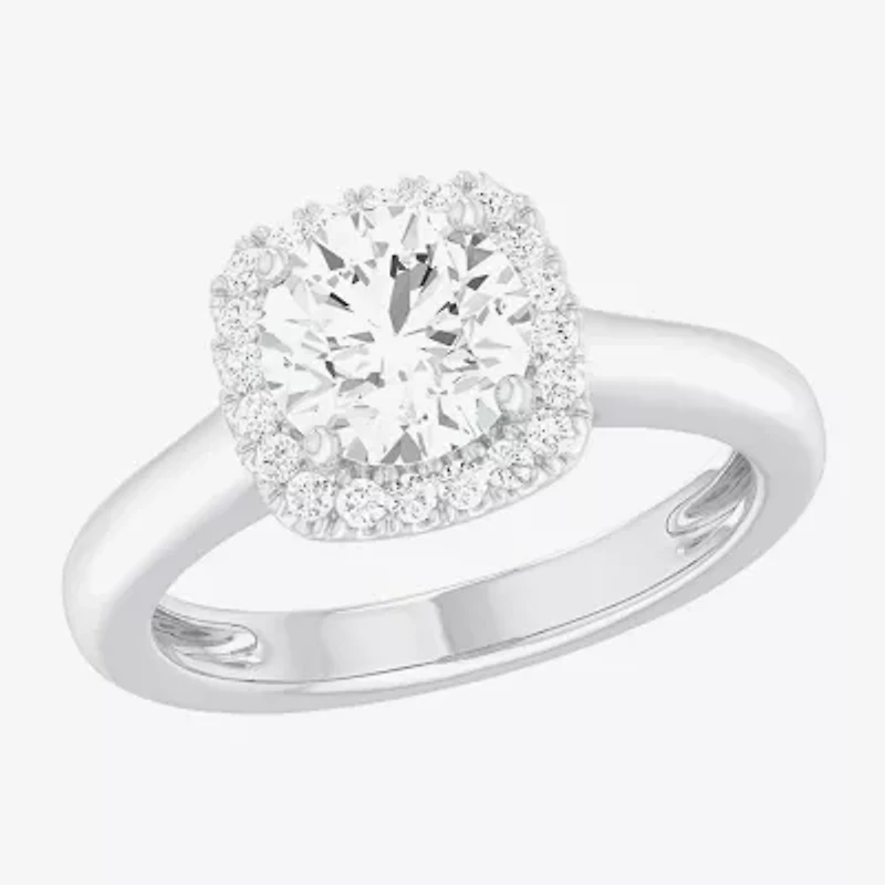 G-H/SI1-SI2) Womens 1 /4 CT. T.W. Lab Grown White Diamond 10K Gold Cushion Halo Engagement Ring
