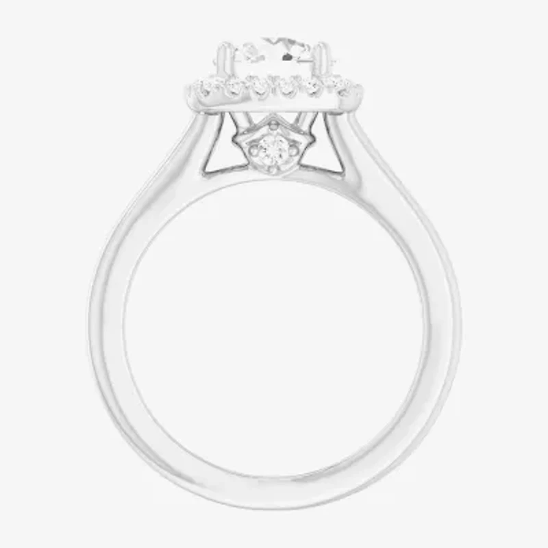G-H/SI1-SI2) Womens 1 /4 CT. T.W. Lab Grown White Diamond 10K Gold Cushion Halo Engagement Ring