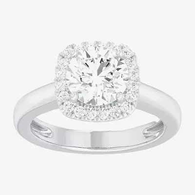 (G-H/SI1-SI2) Womens 2 1/4 CT. T.W. Lab Grown White Diamond 10K Gold Cushion Halo Engagement Ring