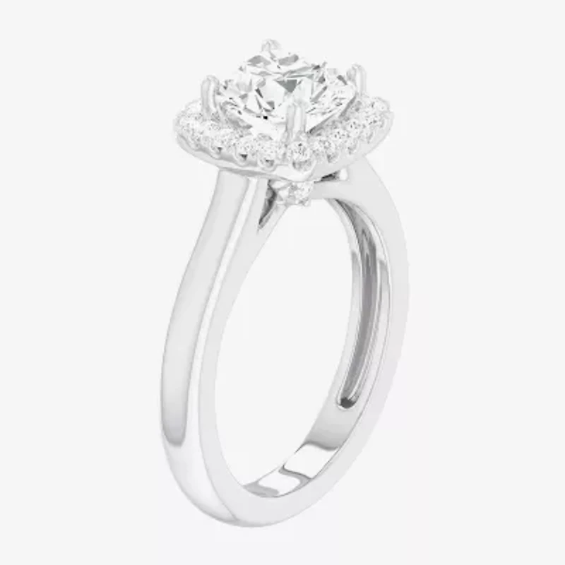 (G-H/SI1-SI2) Womens 2 1/4 CT. T.W. Lab Grown White Diamond 10K Gold Cushion Halo Engagement Ring