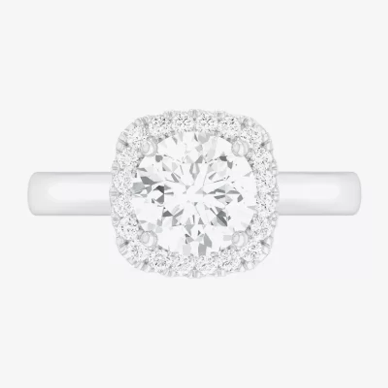 (G-H/SI1-SI2) Womens 2 1/4 CT. T.W. Lab Grown White Diamond 10K Gold Cushion Halo Engagement Ring