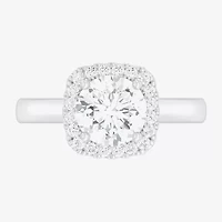 (G-H/SI1-SI2) Womens 2 1/4 CT. T.W. Lab Grown White Diamond 10K Gold Cushion Halo Engagement Ring