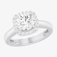 (G-H/SI1-SI2) Womens 2 1/4 CT. T.W. Lab Grown White Diamond 10K Gold Cushion Halo Engagement Ring