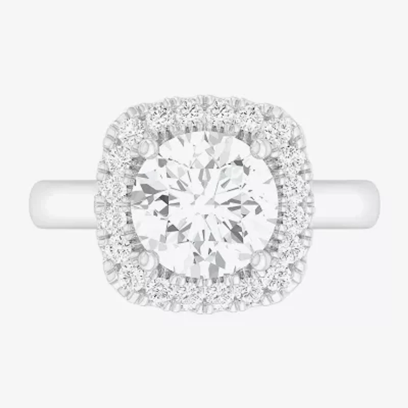(G-H/SI1-SI2) Womens 3 1/2 CT. T.W Lab Grown White Diamond 10K Gold Cushion Halo Engagement Ring
