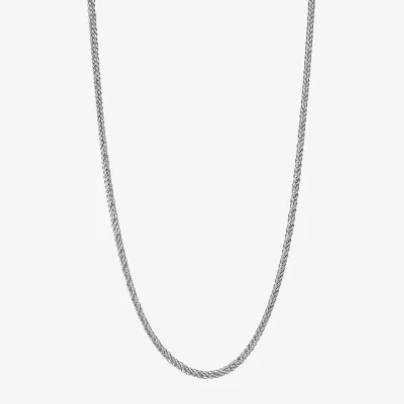 14K White Gold 18-24" 2mm Hollow Wheat Chain Necklace