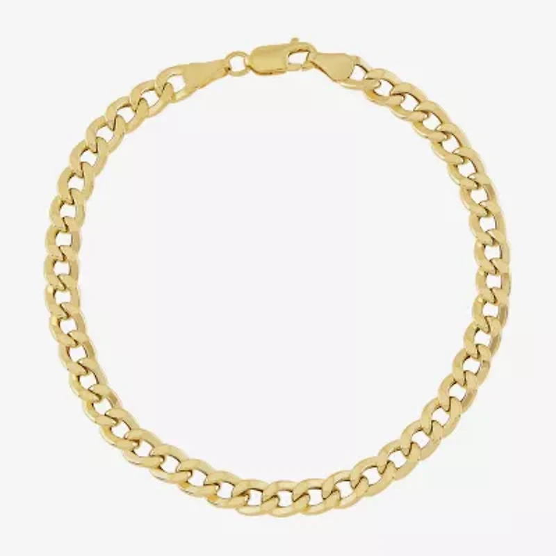 Mens 10K Gold 8.5 - 10 Inch 6mm Semi-Solid Curb Bracelet