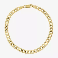 Mens 10K Gold 8.5 - 10 Inch 6mm Semi-Solid Curb Bracelet