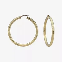 14K Yellow Gold Diamond-Cut 50mm Hoop Earrings