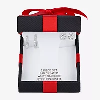 Yes, Please! Womens Lab Created White Sapphire Sterling Silver 2 Pair Earring Set