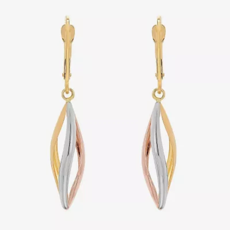 Made in Italy Womens 14K Tri-Color Gold Drop Earrings