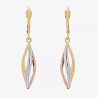 Made in Italy Womens 14K Tri-Color Gold Drop Earrings