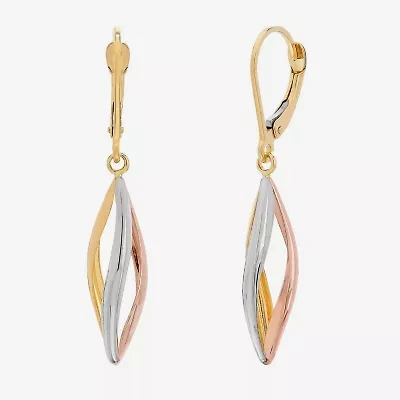 Made in Italy Womens 14K Tri-Color Gold Drop Earrings