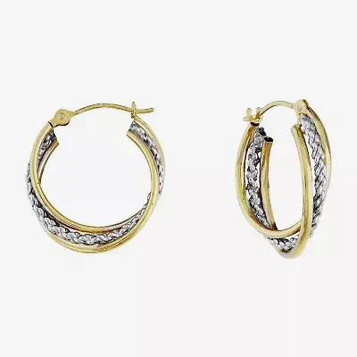 14K Two-Tone Gold 16mm Interlocking Twisted Hoop Earrings