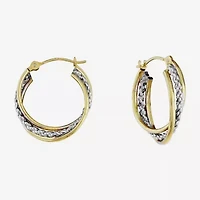 14K Two-Tone Gold 16mm Interlocking Twisted Hoop Earrings