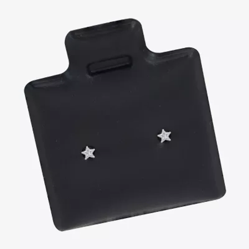 1 CT. Cubic Zirconia 10K White Gold 5mm Star Stud Earrings
