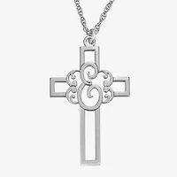 Personalized Initial Cutout Cross Pendant Necklace