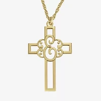 Personalized Initial Cutout Cross Pendant Necklace