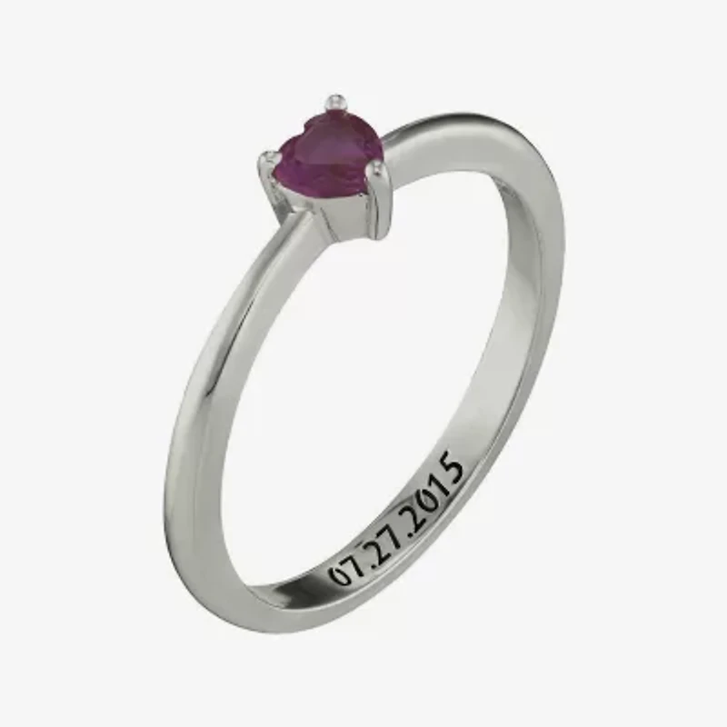 Personalized Girls Heart Birthstone Ring