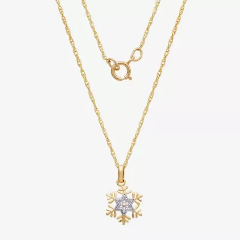 Disney Collection Made in Italy Girls 14K Gold Snowflake 15 Inch Pendant Necklace