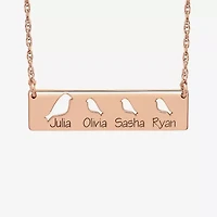 Personalized Womens 10K Gold Bird Bar Name Pendant Necklace