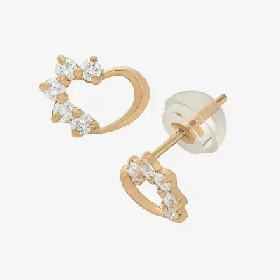 Heart-Shaped 1/5 CT.  Lab Created Cubic Zirconia 14K Gold 5.5mm Heart Stud Earrings
