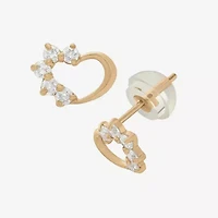Heart-Shaped 1/5 CT.  Lab Created Cubic Zirconia 14K Gold 5.5mm Heart Stud Earrings