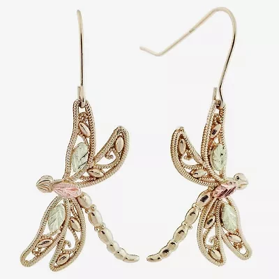 Black Hills Gold Womens 10K Gold Butterfly Drop Earrings