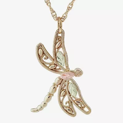 Black Hills Gold Womens 10K Tri-Color Gold Butterfly 18 Inch Pendant Necklace
