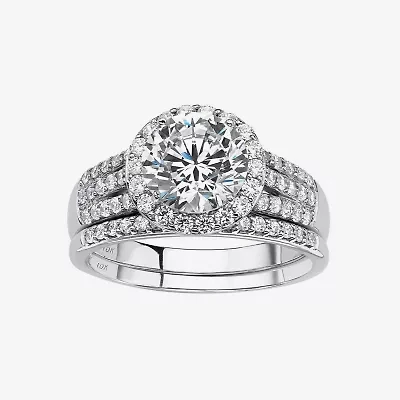 DiamonArt® Womens 1 / CT. T.W. White Cubic Zirconia 10K Gold Bridal Set