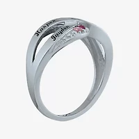 Personalized Simulated Birthstone Engraved X Ring